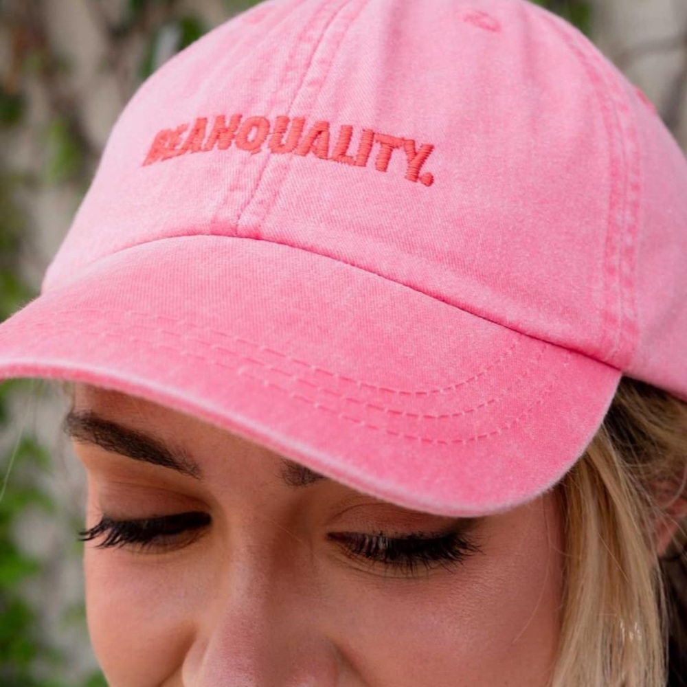 BNWT Coffee Over Cardio Beanquality Low Profile Dad Hat Coral Pink Baseball Cap